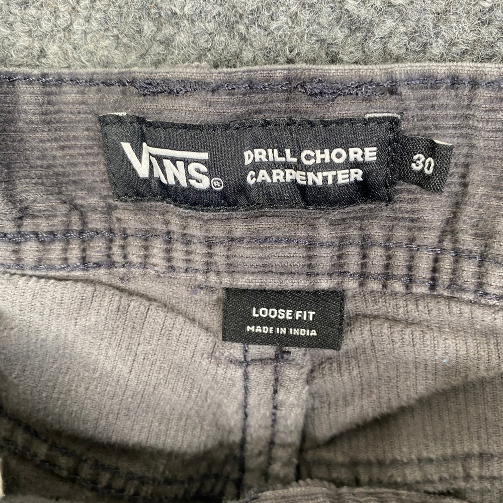 Vans Drill Chore Carpenter Pants Mens 30 Gray Corduroy Loose Fit Workwear Skater - Picture 6 of 11
